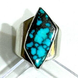 Signed - Clyde Aguilar, Santo Domingo (Kewa) “Number 8” Turquoise Sterling Ring